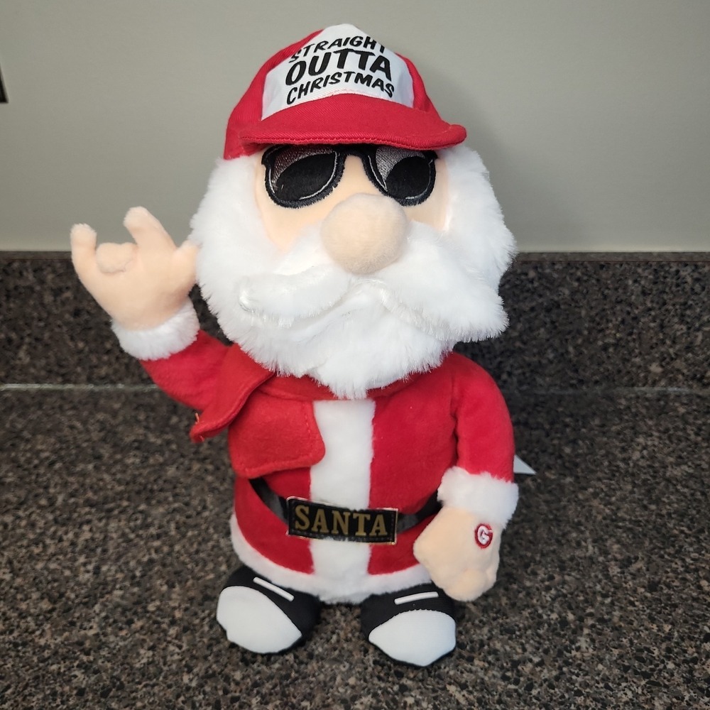 Gemmy Rapping Santa Straight Out Of Christmas Dancing Animated Singing 12" WORKS